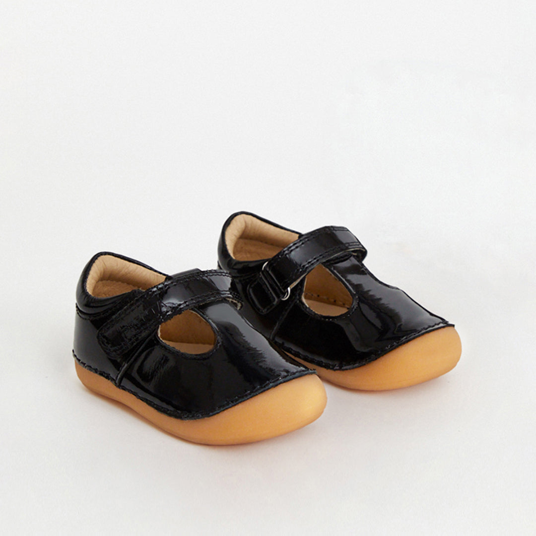 Atlas Black Patent First Walker Shoe
