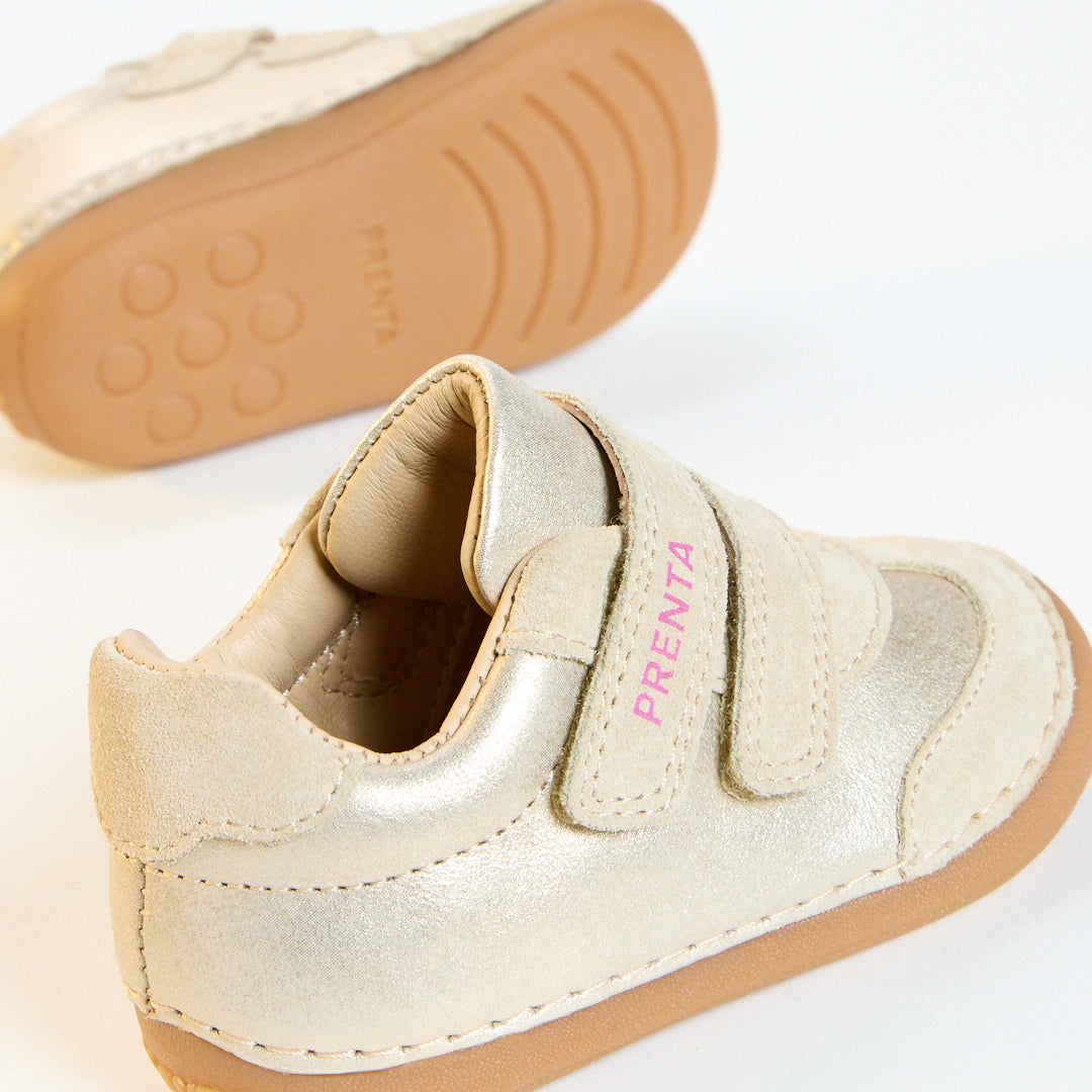 Rocket Champagne Shimmer Leather First Walker Trainer