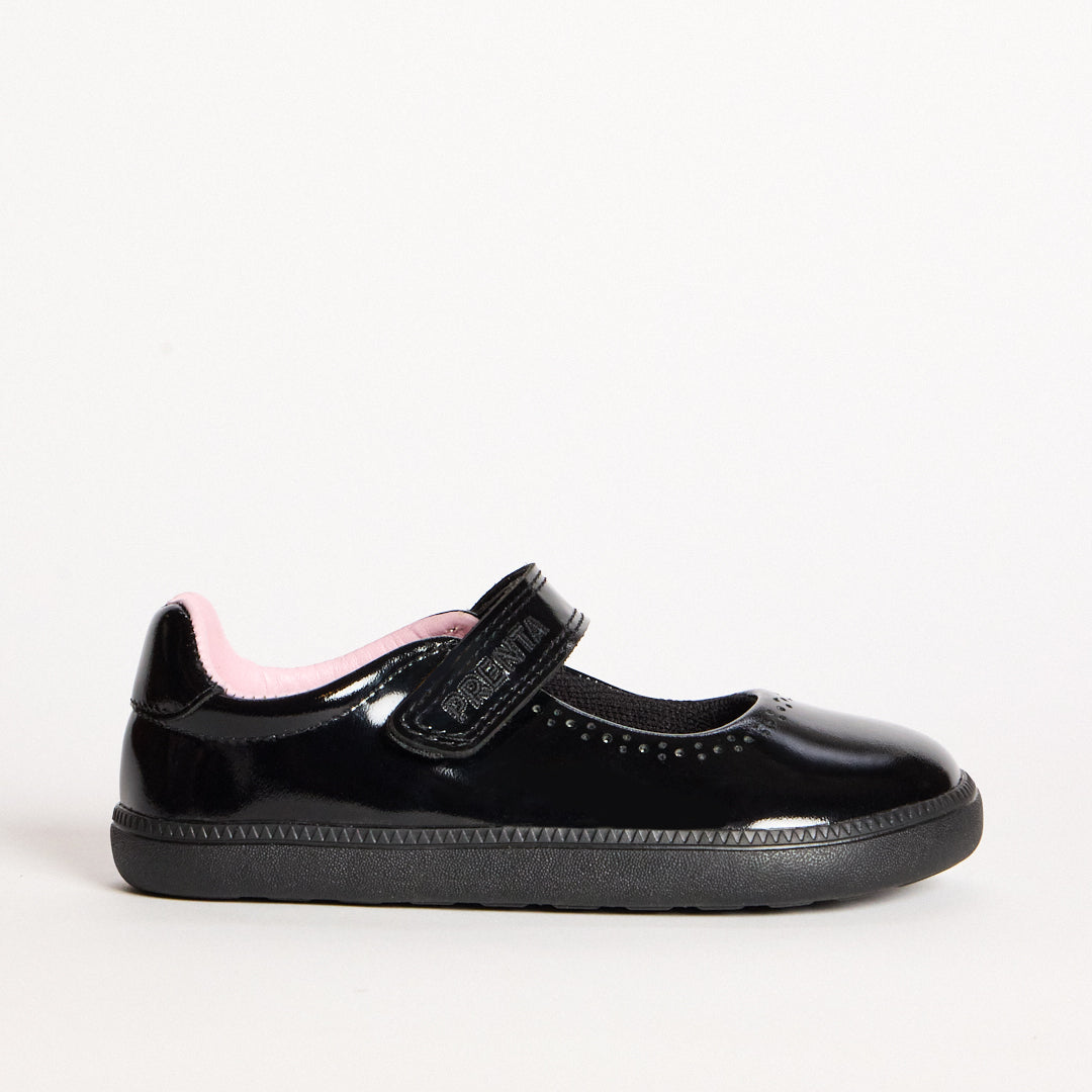 Dawn Dotty Black Patent Pre-School Barefoot Mary-Jane School Shoe